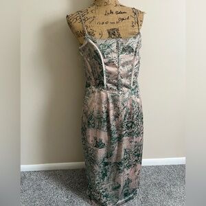 Fashion Nova Pink and Green Midi Dress